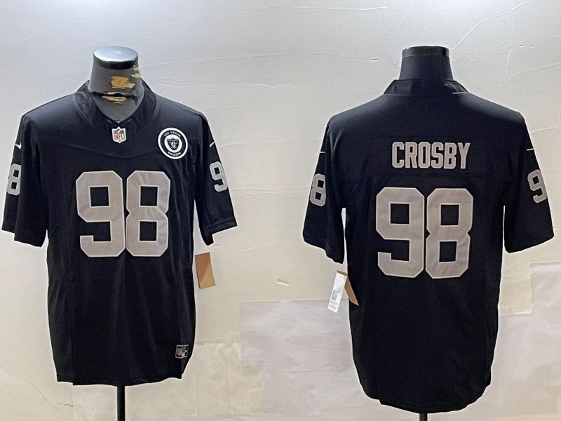 Men Oakland Raiders #98 Crosby Black Three generation 2024 Nike Limited NFL Jersey style 2